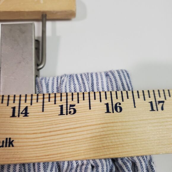 Quince Women's Pants Large Blue White Striped Linen Wide Leg Coastal Lagenlook - Picture 9 of 14